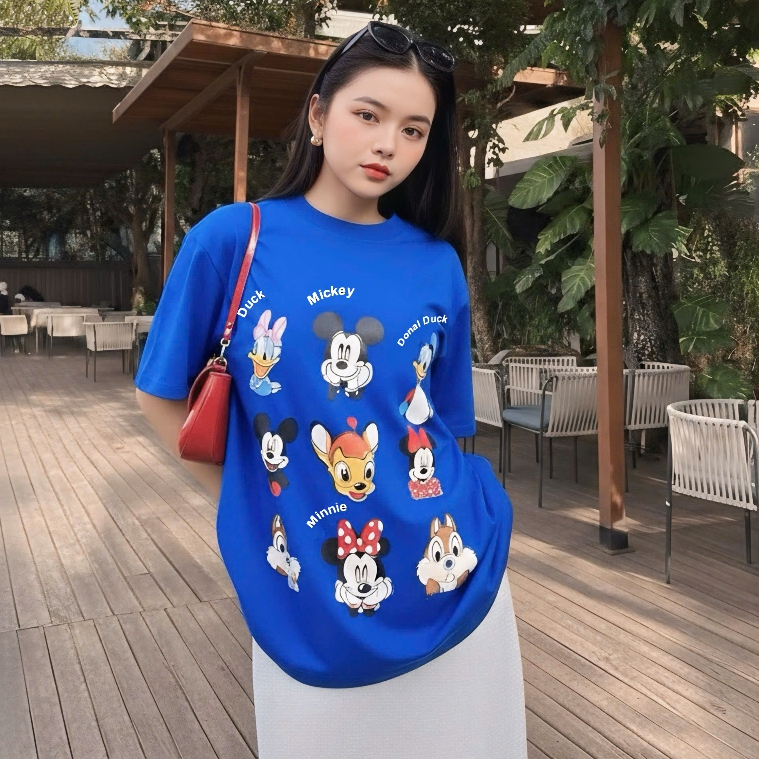 Áo Thun Mirage Hoạt Hình Màu Xanh Chất 100% Cotton Mềm Mịn Thoáng Mát.