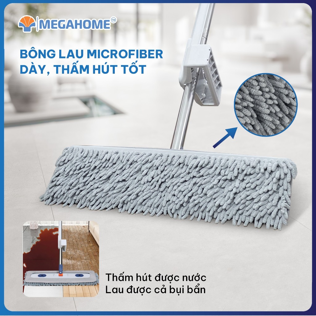[HỎA TỐC] ( KO CÂY LAU) Tấm Lau Nhà San Hô Lớn Thay Thế Của Cây Lau Tự Vắt Bản Lau 45cm MEGAHOME