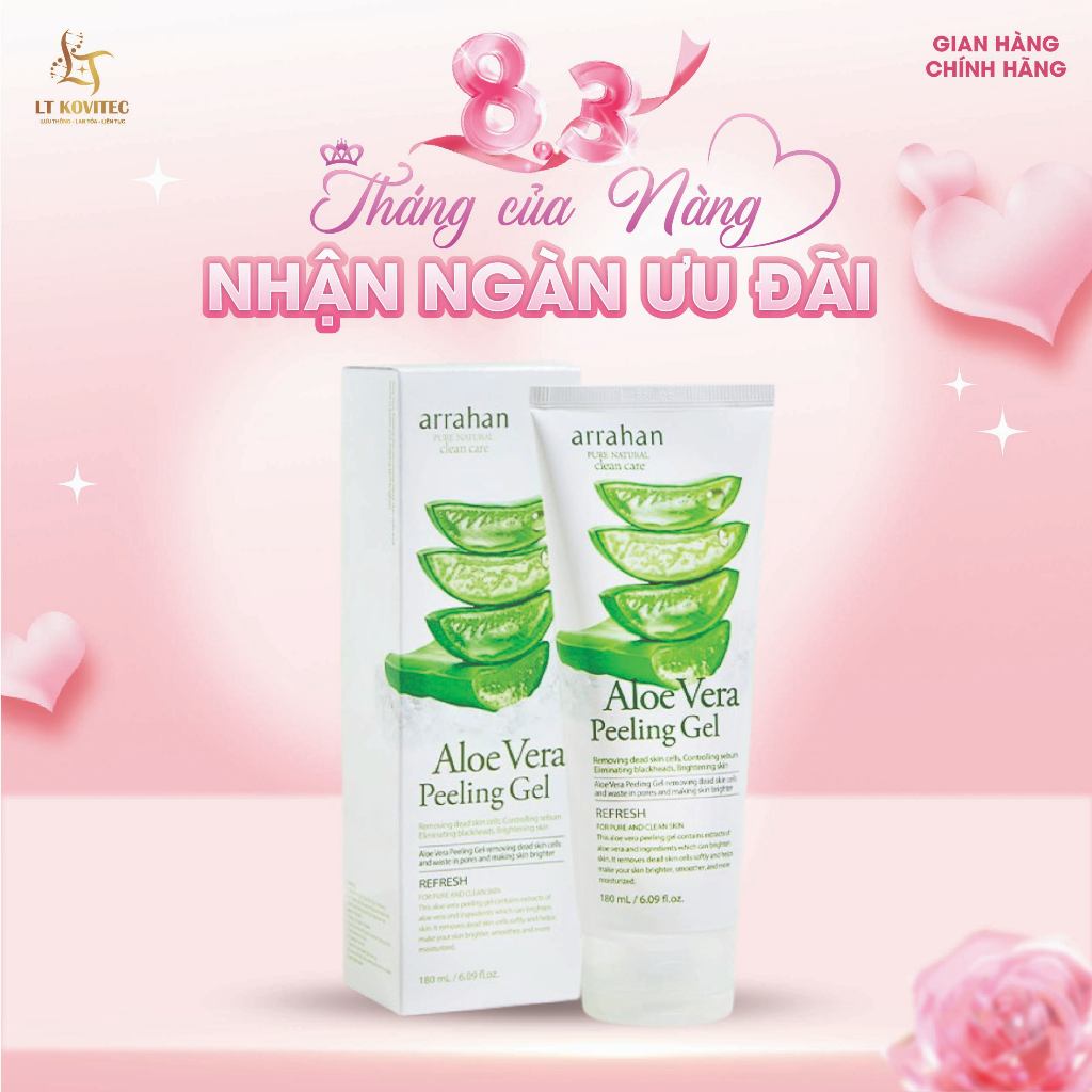Gel tẩy tế bào chết Arrhan Aloe Vera Pelling Gel, tẩy da chết từ Lô Hội Hàn Quốc 180ml