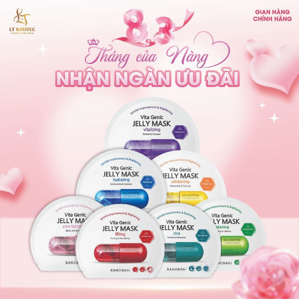 Mặt Nạ BANOBAGI PREMIUM Vita Genic Jelly Mask giúp trắng da, mờ thâm, thu nhỏ lỗ chân lông 30ml