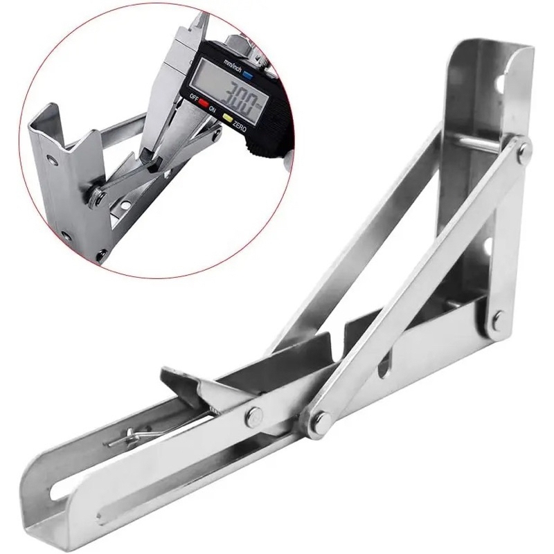 1 đôi (2 cái) BẢN LỀ GẬP MỞ RỘNG, Giá Ke đỡ bàn gấp gọn treo tường, Pát ke chữ L chịu lực 80kg