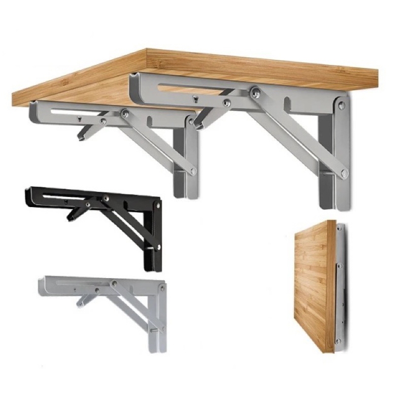 1 đôi (2 cái) BẢN LỀ GẬP MỞ RỘNG, Giá Ke đỡ bàn gấp gọn treo tường, Pát ke chữ L chịu lực 80kg