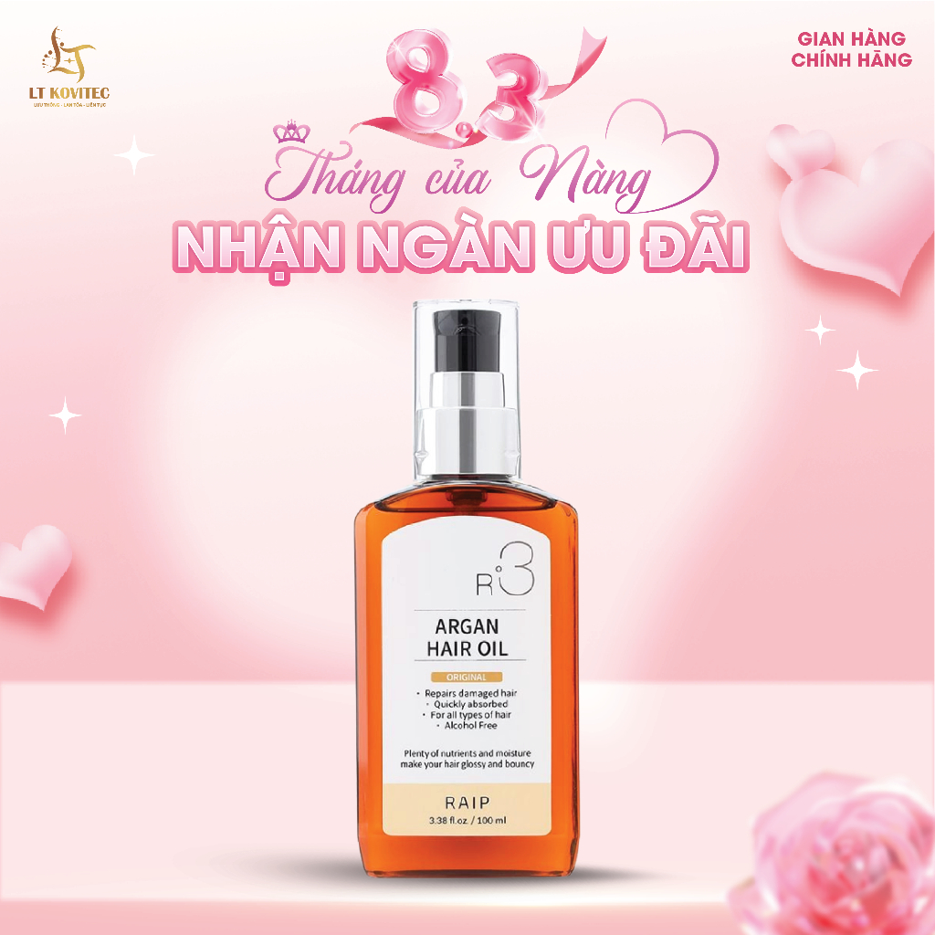 [ HÀNG CHÍNH HÃNG] Tinh Dầu Dưỡng Tóc Raip R3 Argan Hair Oil 100ml Mùi Original Xạ Hương Siêu Thơm