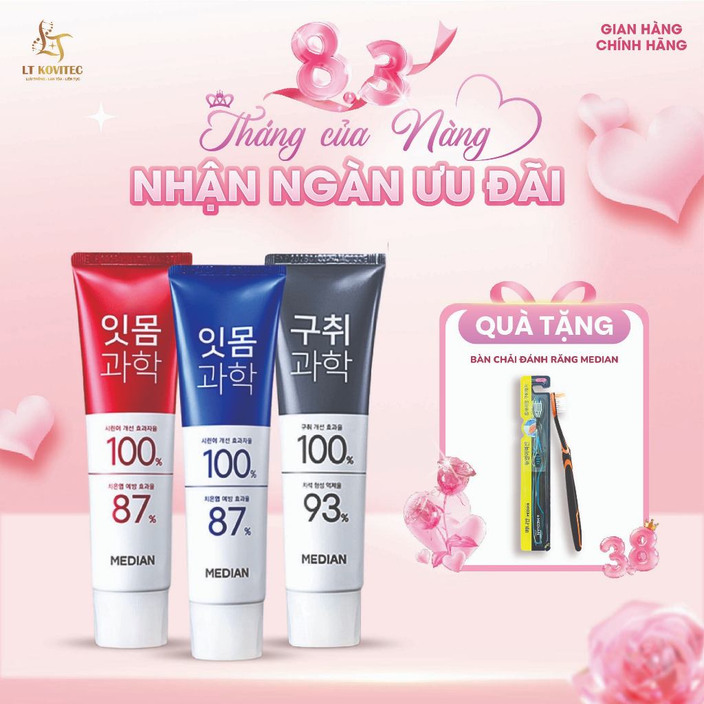 Kem Đánh Răng Median 100% Gum Science Toothpaste Làm Trắng Răng, Giảm Ê Buốt, Thơm Miệng 120G