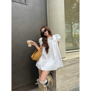 LUMI Dress – Váy baby doll tiểu thư tay bồng form rộng, váy trắng vintage Hàn Quốc