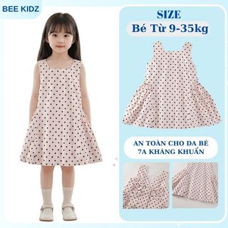 Váy Cho Bé Gái, Váy Chấm Bi Thiết Kế Sát Nách Chân Váy Bồng Xòe Chất Liệu Voan Lụa Nhẹ Nhàng
