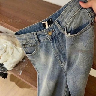 Quần jean suông w.e Loại 1 màu xanh ống rộng bạc hot trend trẻ trung cá tính