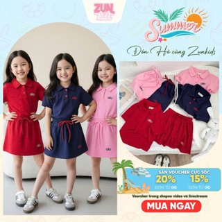 Set Thể Thao Bé Gái Áo Polo Alo & Chân Váy Lưng Thun AZB596 – Cotton Cá Sấu Mềm, Màu Tươi Sáng