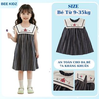 Váy Cho Bé Gái, Váy Sát Nách Cho Bé Gái Thiết Kế Cổ Vạt Xinh Xắn Chất Liệu Cotton Mềm Mại