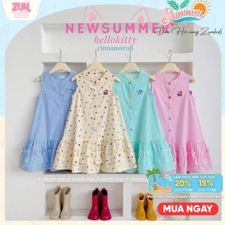 Đầm Sơ Mi Bé Gái Chất Cotton Mềm AZD464 – Hình Thêu Xinh Xắn, Thoải Mái Vận Động 2-10 Tuổi