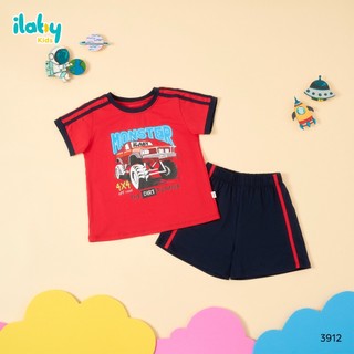 Đồ Bộ Bé Trai ILABY HCM Vải Cotton Co Giãn - Hình In Xe Monster Năng Động size bé 2-12 tuổi [3912]