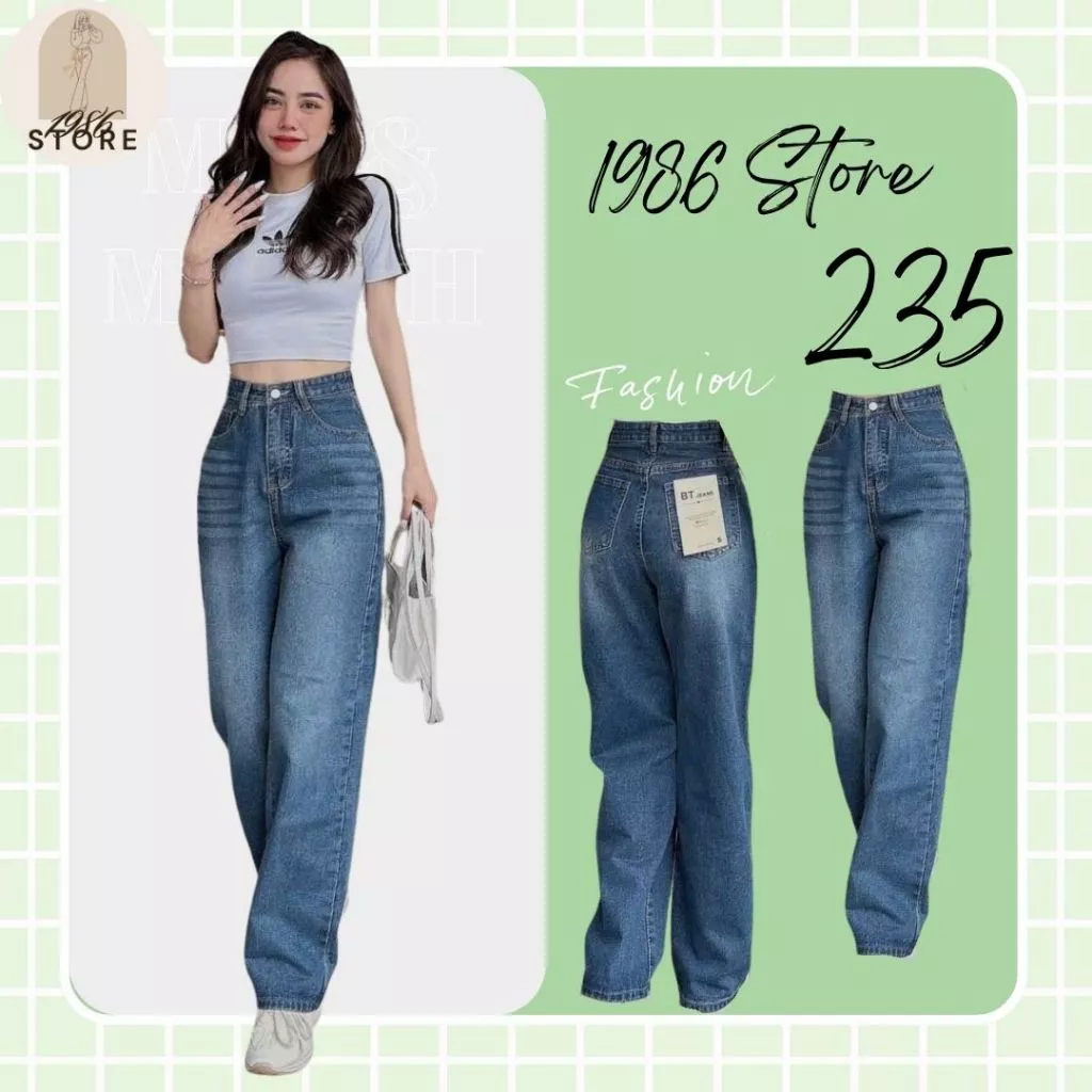 Quần Jean Nữ Ống Suông Cạp Cao, Quần Jean Nữ Ống Rộng MS-235 |1986 STORE - QUẦN JEAN NỮ