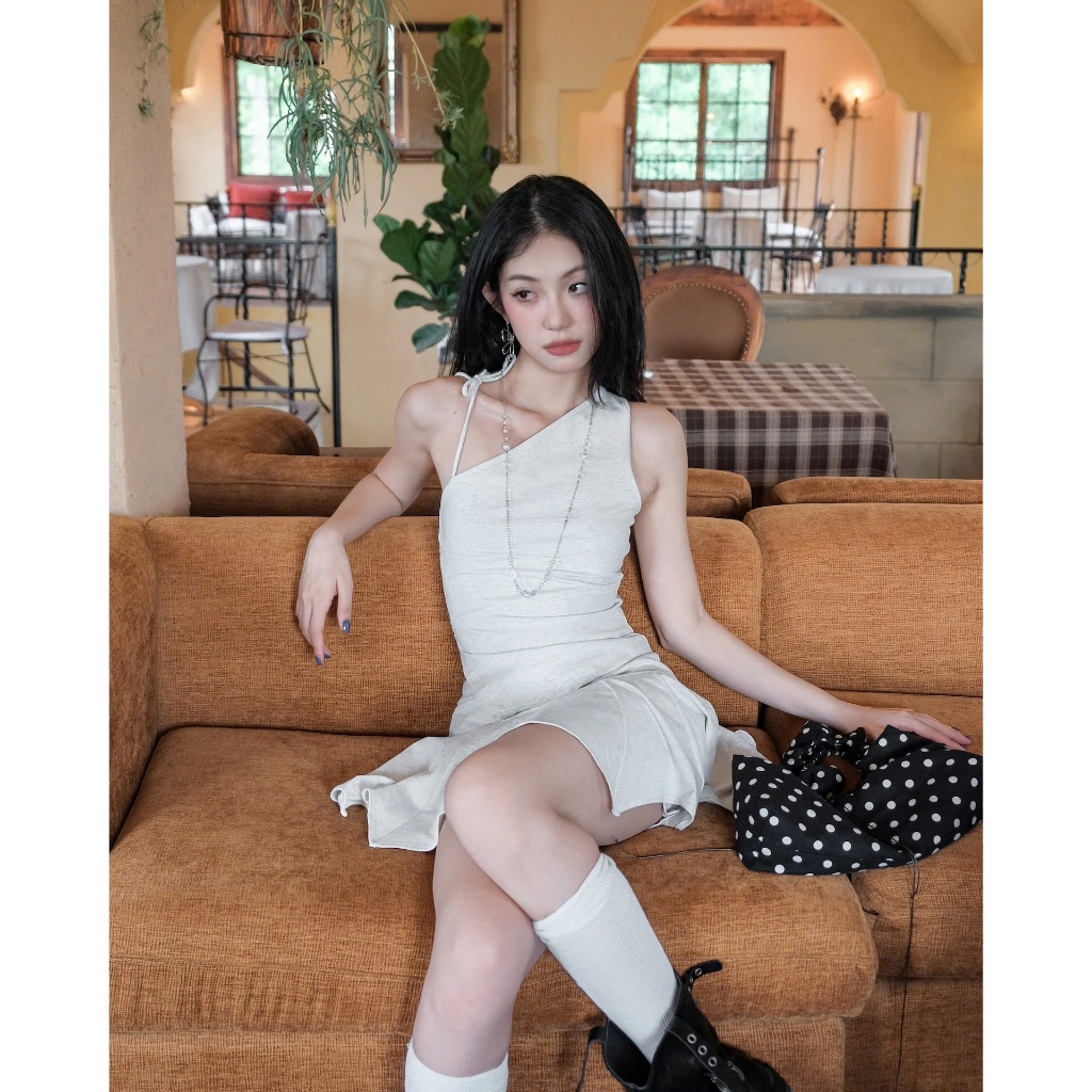 Set Nữ LYSAN Áo Lệch Vai Phối Chân Váy Xòe Chất Thun Năng Động (Bán Lẻ) SECODEE