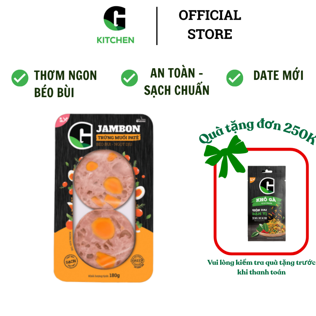 Jambon vị xông khói/ gác bếp/ trứng muối pate 180g G Kitchen [Giao nội thành HCM]
