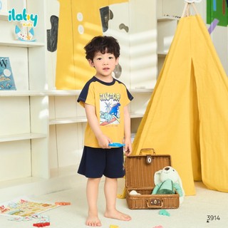 Đồ Bộ Bé Trai ILABY HCM Set Áo Thun Khủng Long Lướt Sóng Siêu Ngầu Size 2-12 Tuổi [3914]