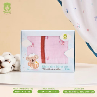 Khăn tắm bông tre Mipbi 6 lớp - siêu mềm mịn, thấm hút nhanh cho bé