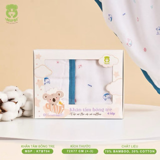 Khăn tắm bông tre Mipbi 6 lớp - siêu mềm mịn, thấm hút nhanh cho bé