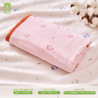 Khăn tắm bông tre Mipbi 6 lớp - siêu mềm mịn, thấm hút nhanh cho bé