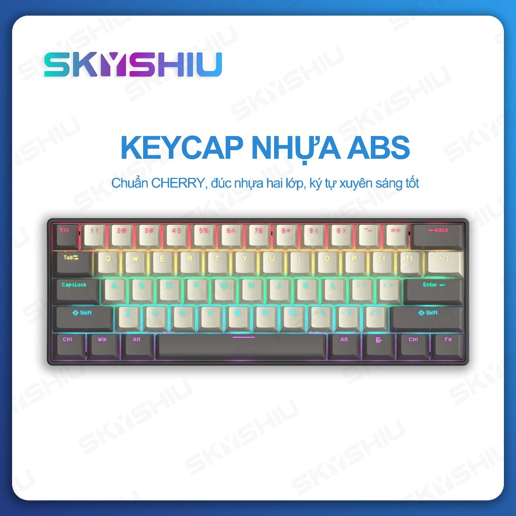 SKYSHIU SK-61 SE – Bàn phím cơ mini 61 phím nhỏ gọn dành cho game thủ PC/Mac, đèn nền nhiều màu có thể chuyển đổi, switc | BigBuy360 - bigbuy360.vn