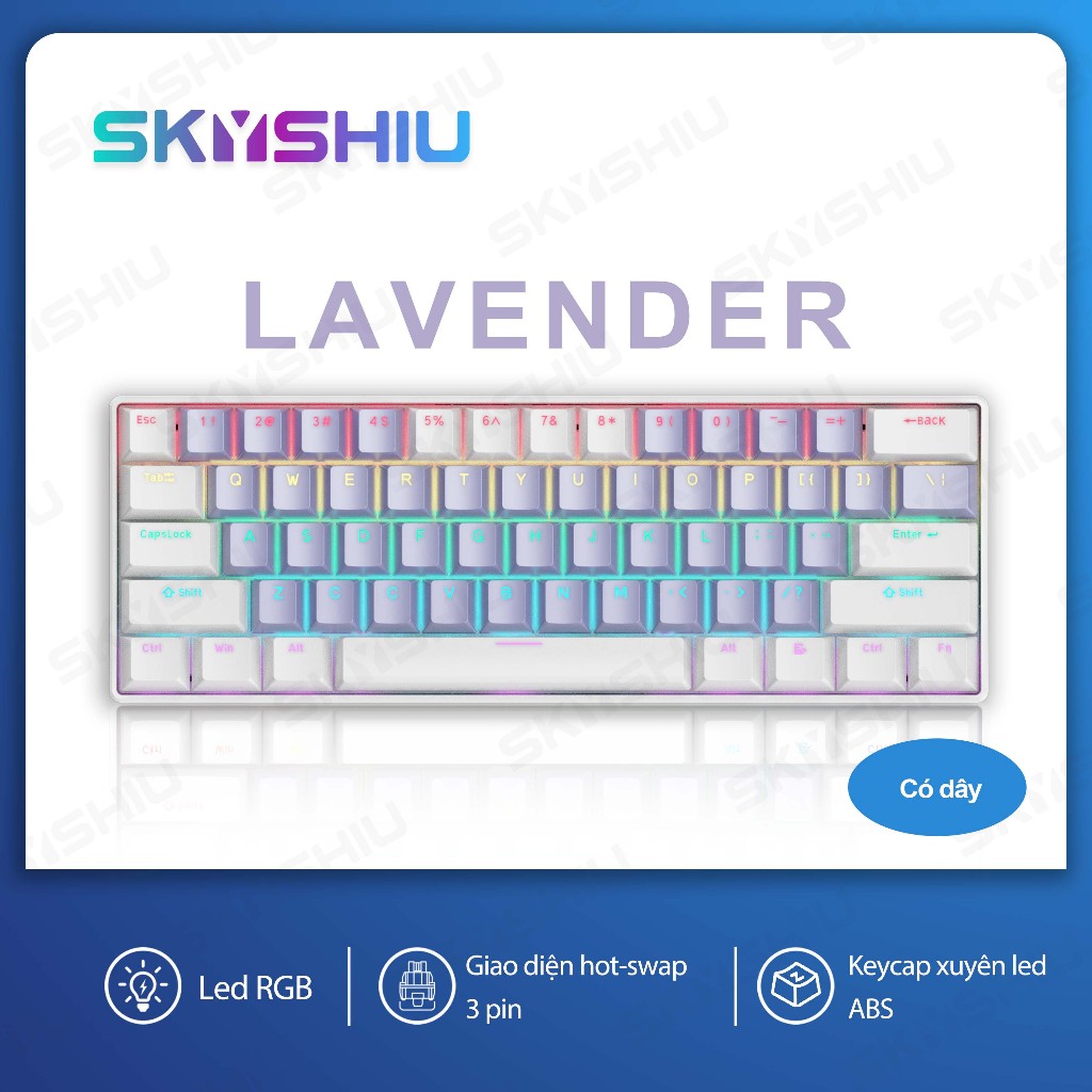 SKYSHIU SK-61 SE – Bàn phím cơ mini 61 phím nhỏ gọn dành cho game thủ PC/Mac, đèn nền nhiều màu có thể chuyển đổi, switc | BigBuy360 - bigbuy360.vn