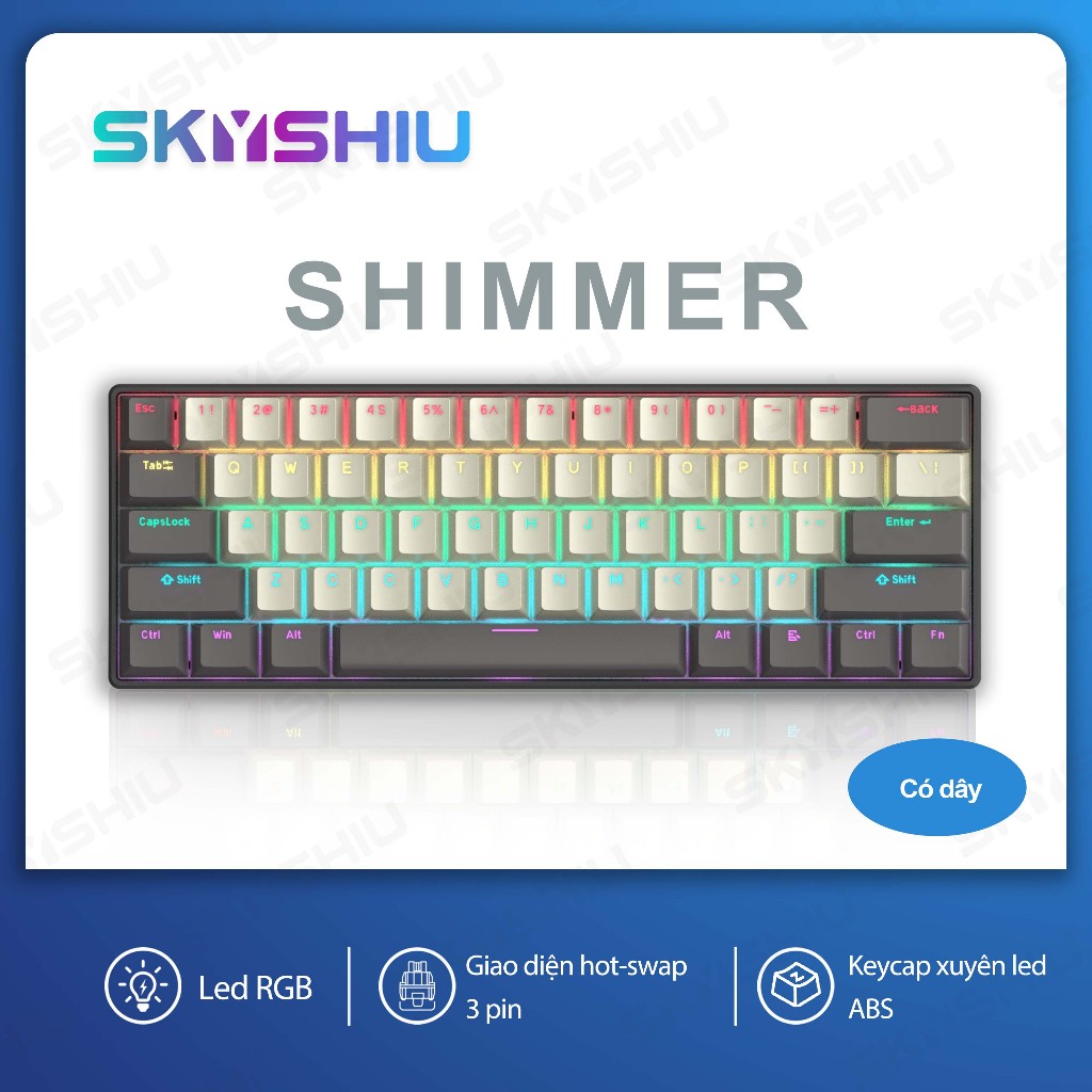 SKYSHIU SK-61 SE – Bàn phím cơ mini 61 phím nhỏ gọn dành cho game thủ PC/Mac, đèn nền nhiều màu có thể chuyển đổi, switc | BigBuy360 - bigbuy360.vn