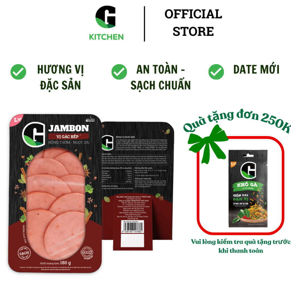 Jambon vị xông khói/ gác bếp/ trứng muối pate 180g G Kitchen [Giao nội thành HCM]