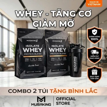 Combo 2 Túi Whey Protein Musaking 25G Đạm – Whey Isolate Blend Ít Đường, Tăng Cơ, Protein Cho Gymer