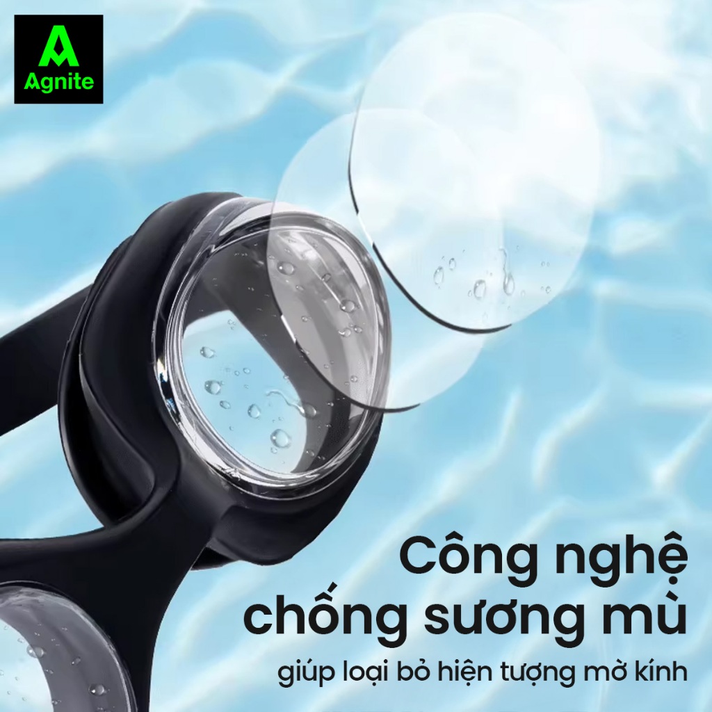 [MUA 1 TẶNG 1] Kính bơi người lớn, trẻ em chính hãng AGNITE chống tia UV bảo vệ mắt, thấu kính trong, tầm nhìn rõ