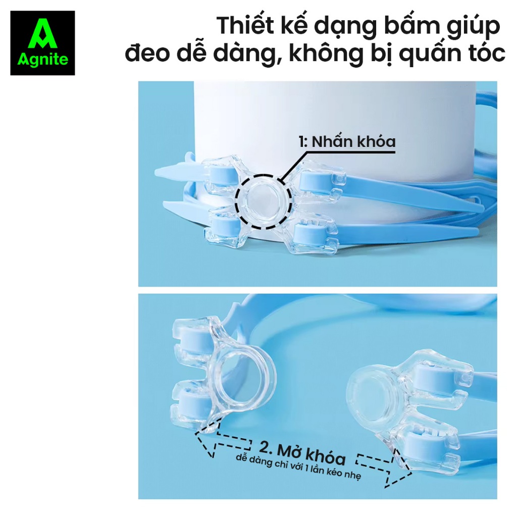 [MUA 1 TẶNG 1] Kính bơi người lớn, trẻ em chính hãng AGNITE chống tia UV bảo vệ mắt, thấu kính trong, tầm nhìn rõ