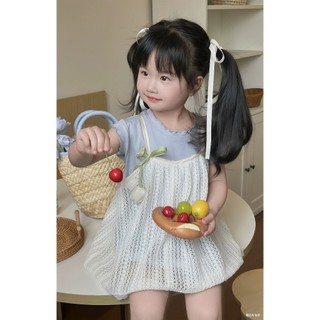 Váy Cho Bé Gái, Set 2 Món Áo Thun Kèm Váy  Lưới Mỏng Phong Cách Tiểu Thư Chất Liệu Cotton Mềm Mại