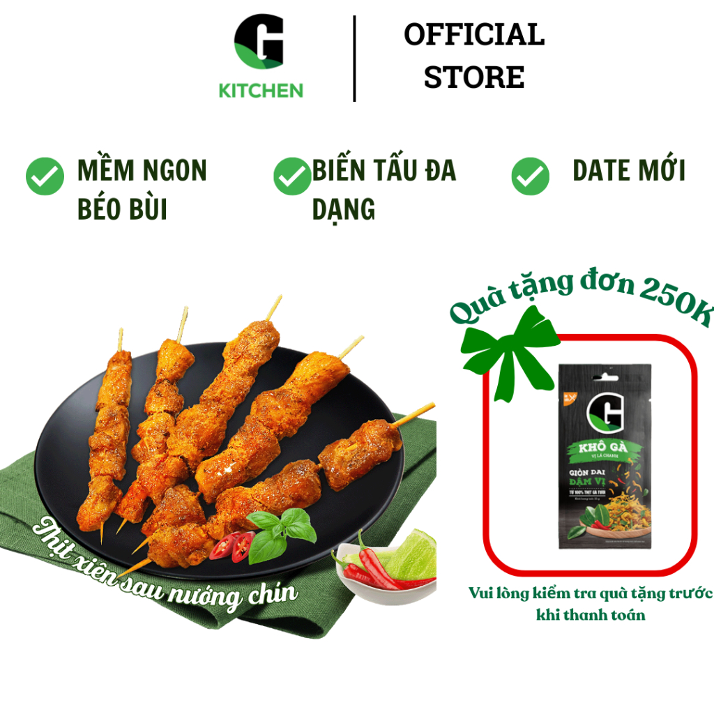 Thịt Xiên Que Tẩm Uớp G Kitchen 350g Đông Lạnh [Giao HCM]