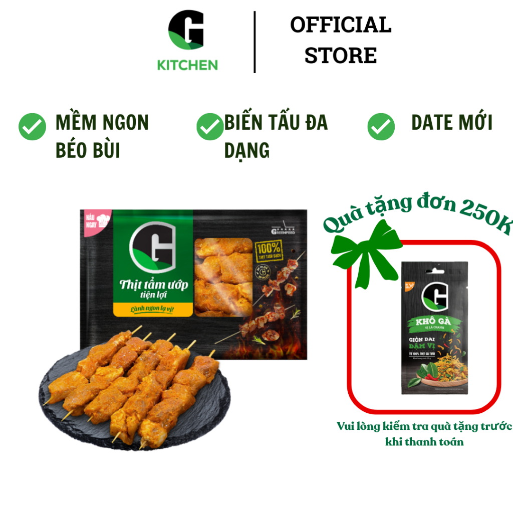 Thịt Xiên Que Tẩm Uớp G Kitchen 350g Đông Lạnh [Giao HCM]