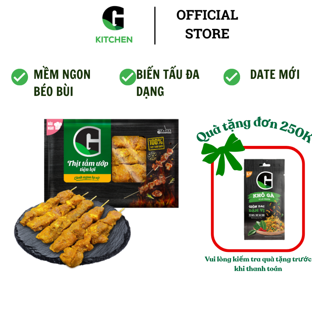 Thịt Xiên Que Tẩm Uớp G Kitchen 350g Đông Lạnh [Giao HCM]