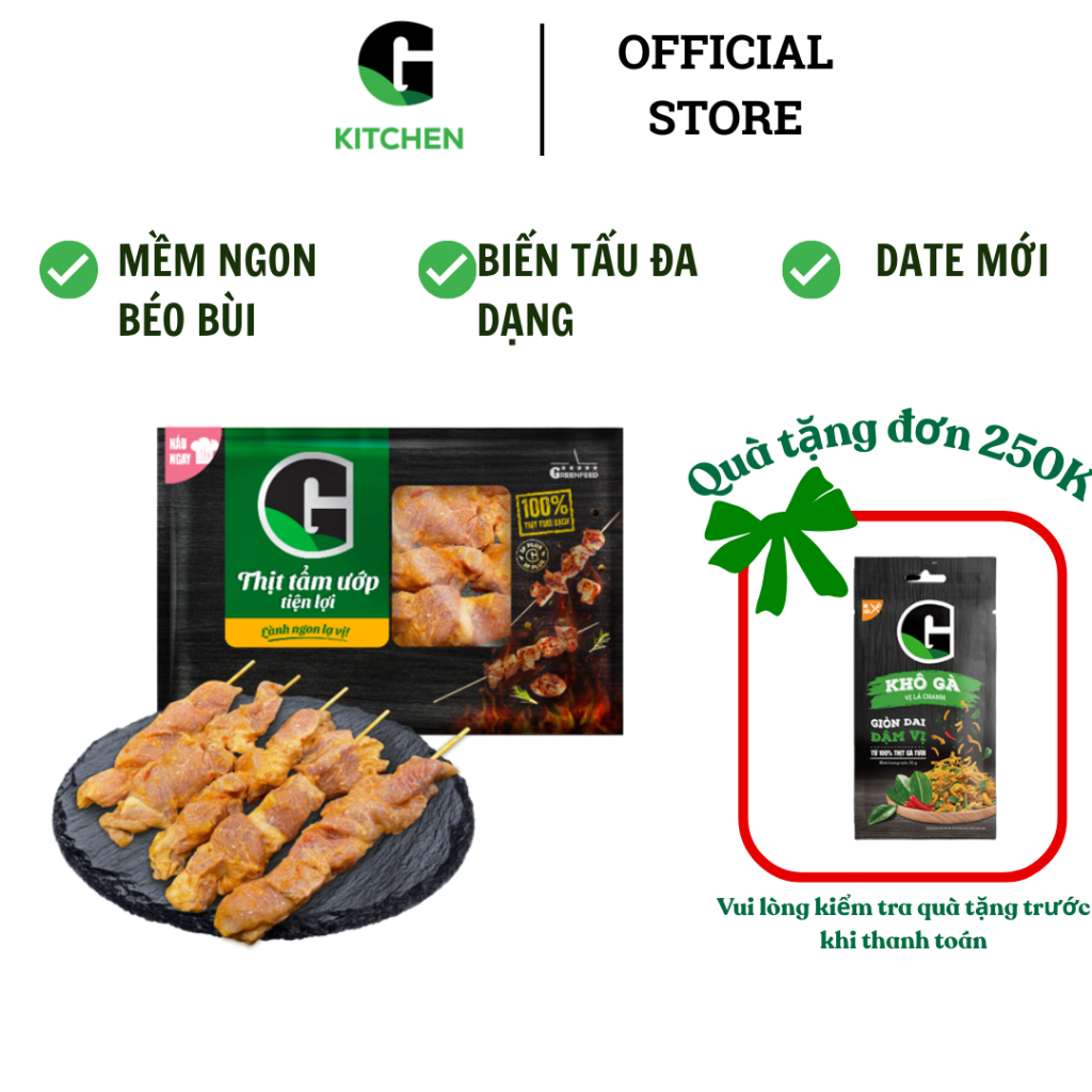 Thịt Xiên Que Tẩm Uớp G Kitchen 350g Đông Lạnh [Giao HCM]
