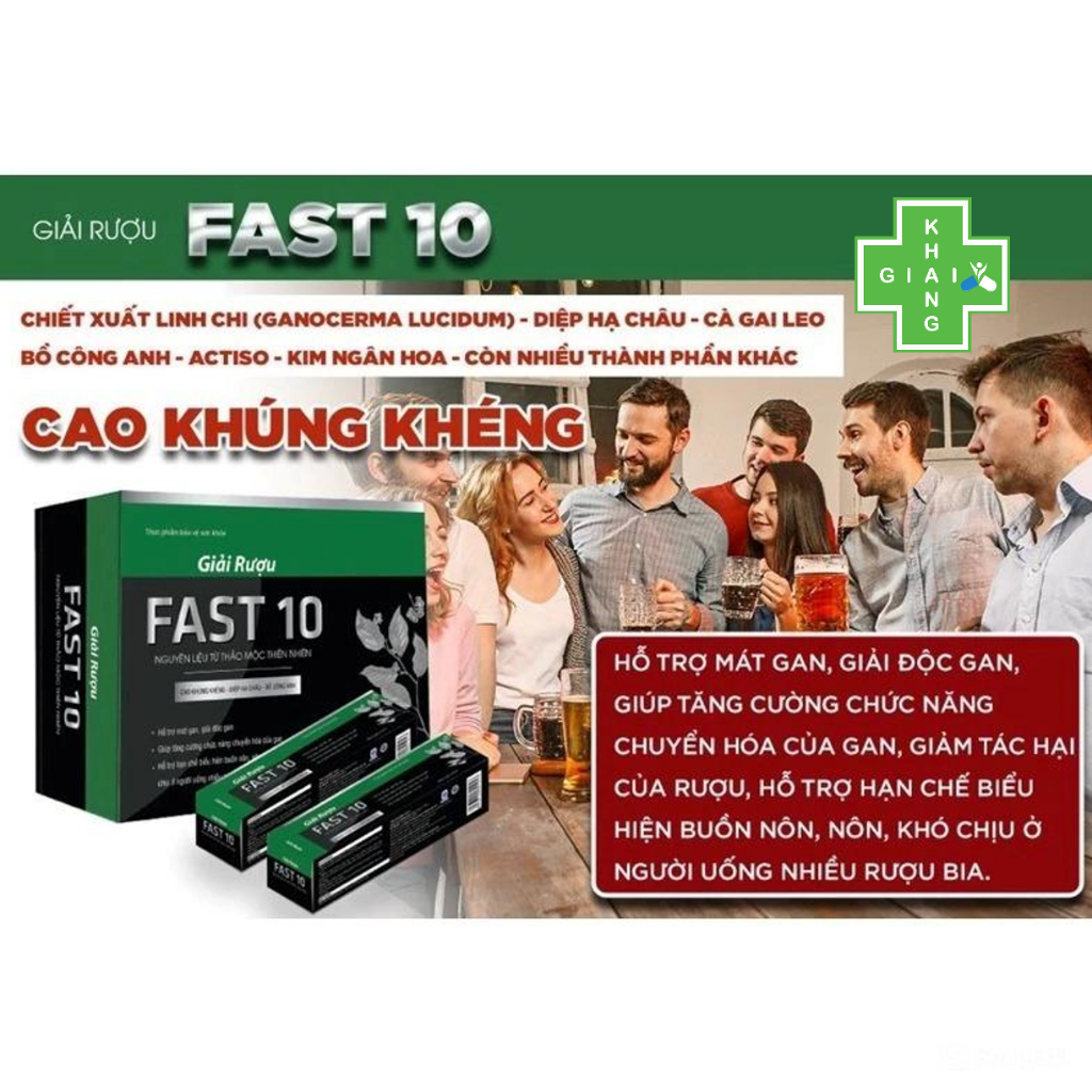Dung dịch giải rượu FAST hỗ trợ chức năng gan, giảm buồn nôn và các triệu chứng khó chịu sau uống bia rượu (Hộp 24 gó