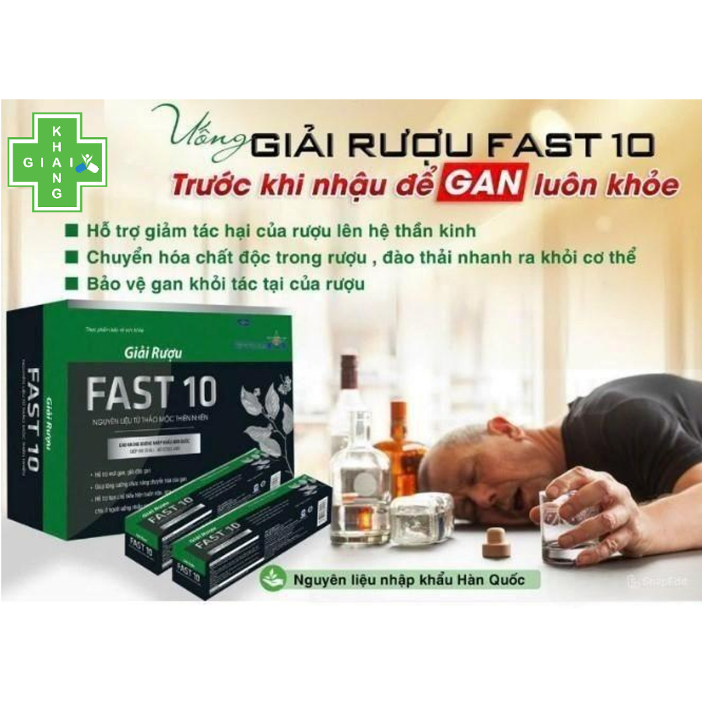 Dung dịch giải rượu FAST hỗ trợ chức năng gan, giảm buồn nôn và các triệu chứng khó chịu sau uống bia rượu (Hộp 24 gó