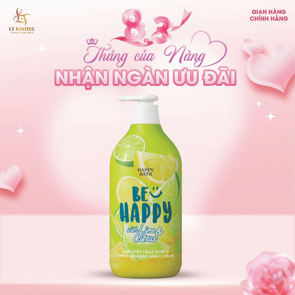 Sữa tắm Happy Bath Be Happy With Lime & Citrus Body Wash Hương Chanh Xanh Tươi Mát Cho Người Nhiều Mồ Hôi Chai 900g