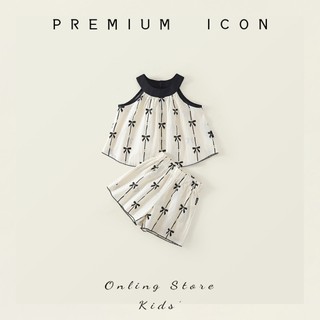 Đồ Bộ Bé Gái, Set Yếm Đi Biển Bé Gái Phối Nơ Xinh Xắn Chất Liệu Cotton Mềm Mại