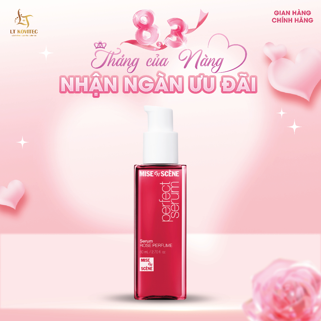 Tinh chất dưỡng tóc mise en scène Perfect Serum Rose Perfume 80ml phục hồi tóc hư tổn, hương hoa hồng Damak