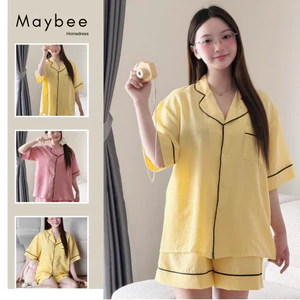 MB-SET-023 Set đồ ngủ ngắn tay kẻ sọc đậm nhạt dáng rộng Maybee Homedress