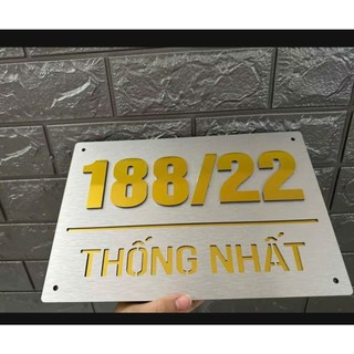 Bảng, Biển số nhà, số phòng, biệt thự, chung cư, Màu xước bạc + Alu vàng gương