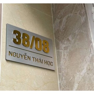 Bảng, Biển số nhà, số phòng, biệt thự, chung cư, Màu xước bạc + Alu vàng gương