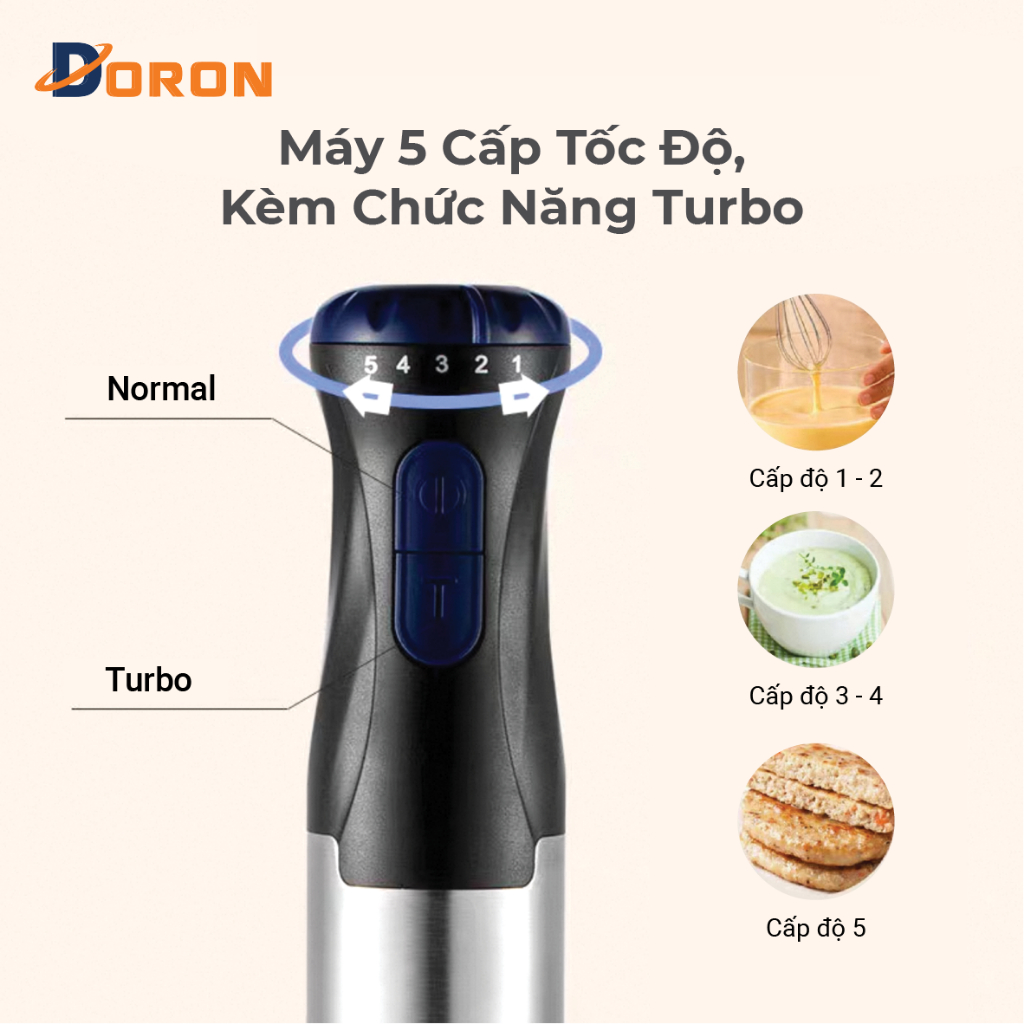 Máy xay sinh tố, bộ máy xay cầm tay DORON 1000W công suất cao, xay thực phẩm nhanh chóng