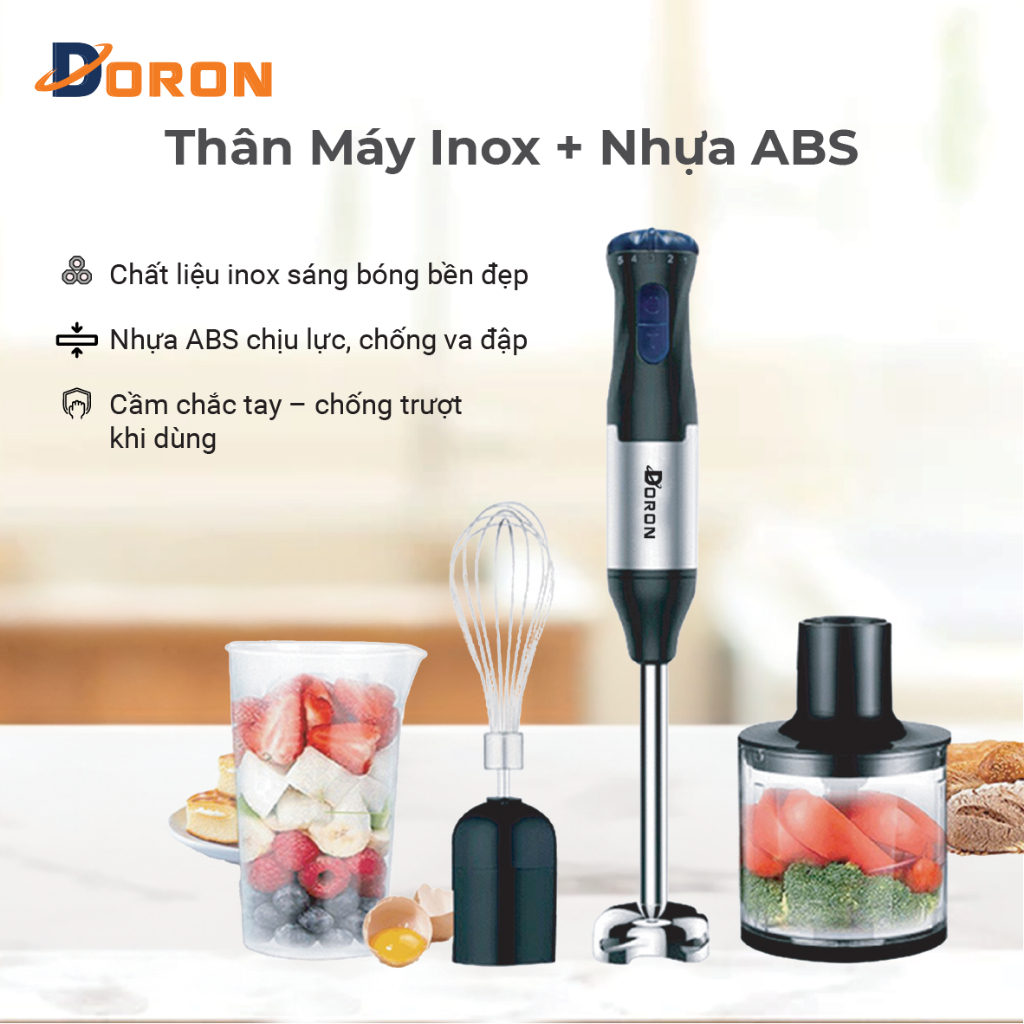 Máy xay sinh tố, bộ máy xay cầm tay DORON 1000W công suất cao, xay thực phẩm nhanh chóng