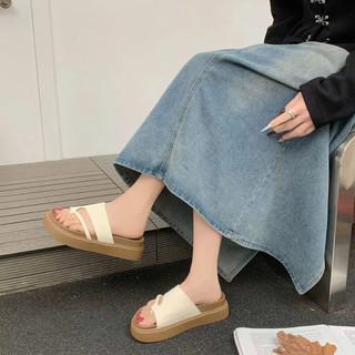 Dép Sandal Nữ Đế Cao 4cm Quai Ngang Thời Trang Hàn Quốc Đi Êm Chân