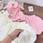 sét áo sát nách cổ trụ dáng bí kèm c.váy phồng xinh hai lớp bé gái xinh 8-30kg
