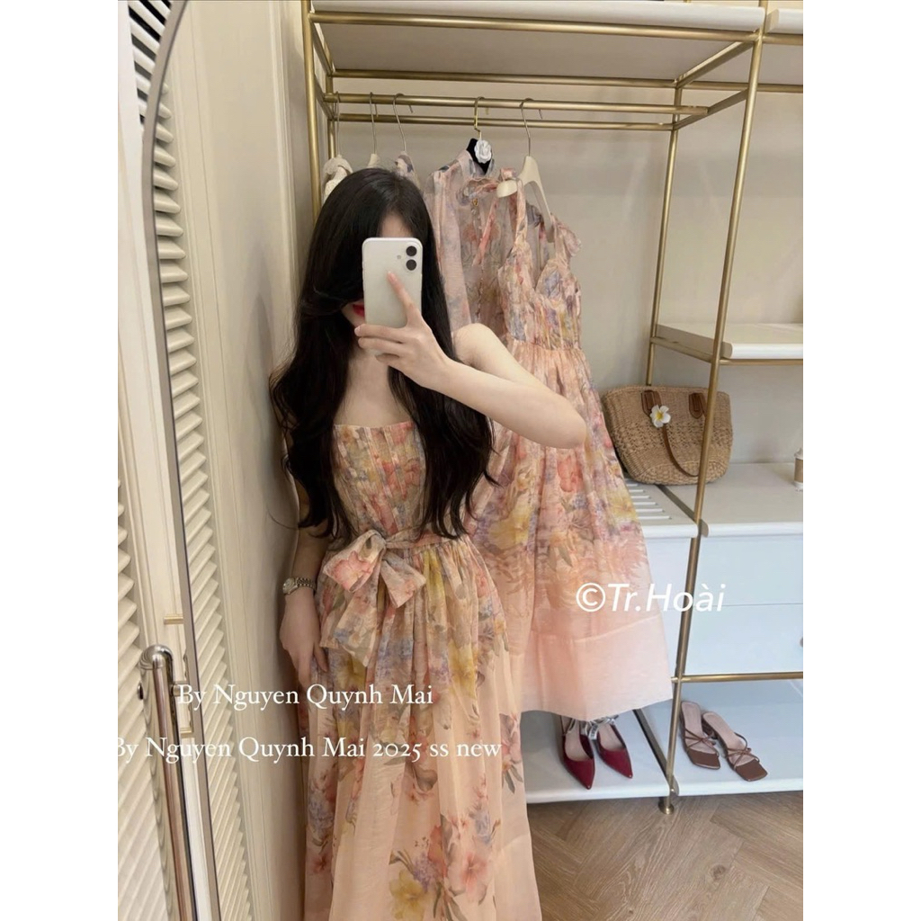 Đầm 2 dây maxi hoa thắt dây eo Thảo Hàn