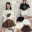 Chân Váy chấm bi Hari phối viền bèo Vintage Dáng Ngắn Có Quần Bảo Hộ 1649