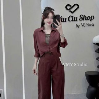 VMY Studio - Set áo sơ mi mix áo kẻ vòng cổ nhiều màu, áo sơ mi tay dài xinh xắn nữ