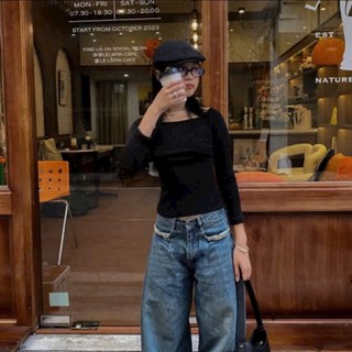 Áo Thun Nữ Trễ Vai Dài Tay Khoét Lưng Buộc Dây Sexy Áo Body Nữ Co Giãn Tôn Dáng Hot Trend LynLux Chất liệu Ladong mềm m